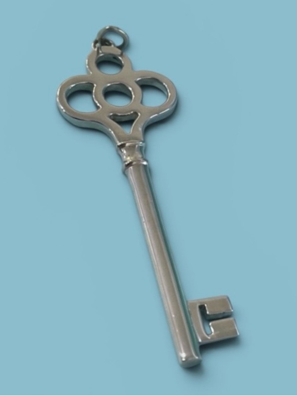 Tiffany LARGE silver crown key pendant charm